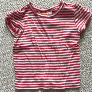 Mini Boden Red and White Striped Pointelle Tee